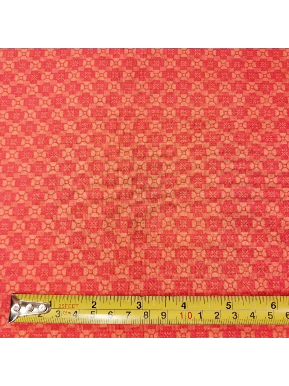 2yds Synergy Coral Orange & Dark Pink Geometric Floral Print Avlyn Inc